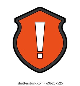 security shield with alert sign isolated icon