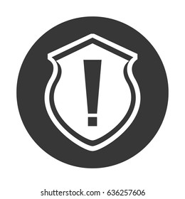 security shield with alert sign isolated icon