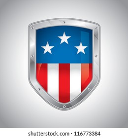 Security shield with american flag, symbol icon, vector illustration