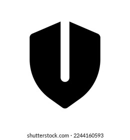 Security shield black glyph ui icon. Under protection. Antivirus software. User interface design. Silhouette symbol on white space. Solid pictogram for web, mobile. Isolated vector illustration