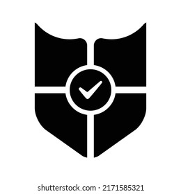 Security, shield, brand protection icon. Black vector design.