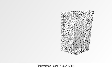 Security shield. Business concept of data protection, internet safety. Abstract, digital, wireframe, low poly mesh, vector white origami 3d illustration. Line, dot, star