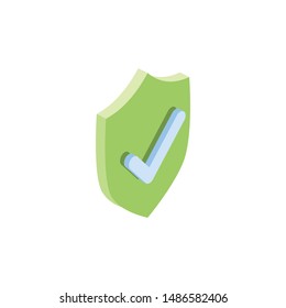 Security Shield check mark green. Vector 3d isometric, color web icons set, new flat style. Creative illustration, idea for infographics.