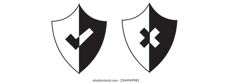 Security shield and shield check set. Protect shield icons. 333