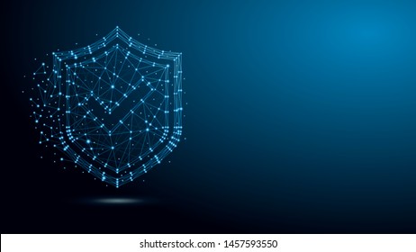 Security shield with checkmark and network structure