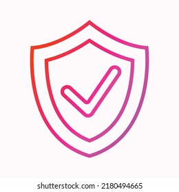 Security shield with checkmark outline flat icon