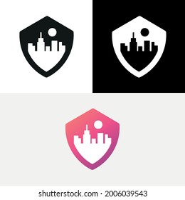 Security Shield City Town Building Logo