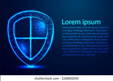Security Shield composed of polygons. Business concept of data protection. Low poly vector illustration, cyber security concept