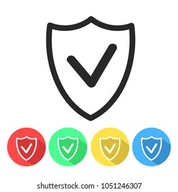 Security shield confirmation check line icon for apps and websites
