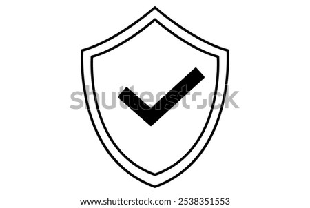 Security Shield, Crime Prevention and Home Security Black and White Icons, Vector Illustration
