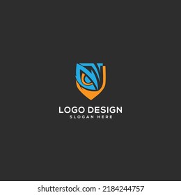 Ilustración vectorial del logotipo de la letra CS del Escudo de seguridad