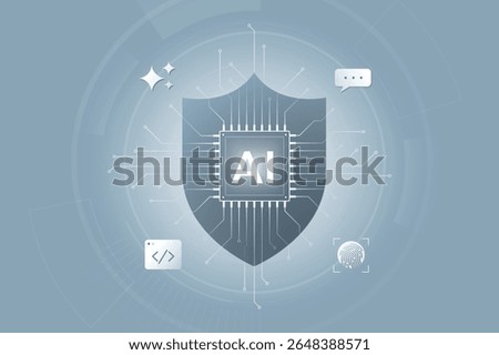 Security shield. Cyber security. AI protection shield. Cyber data protection. Cybersecurity vector illustration