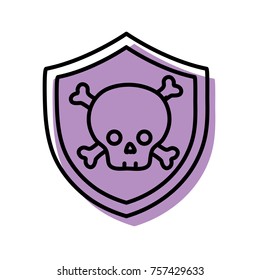 security shield with dangerous skull bones inside