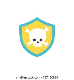 security shield with dangerous skull bones inside