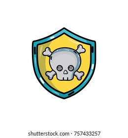 security shield with dangerous skull bones inside