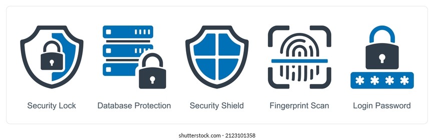 Security Shield And Database protection Icon Concept