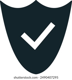 Security shield displaying a check mark symbol for safety and protection
