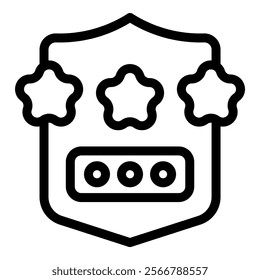 Security shield displaying three stars and a password, embodying the concept of data protection