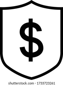 Security shield with dolar icon line vector isolated on white eps 10