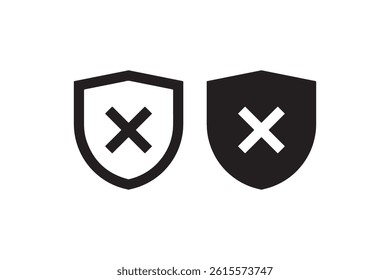 Security shield with error cross symbol icon Vector