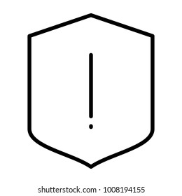 Security Shield with Exclamation Mark Line Icon.  96x96 for Web Graphics and Apps.  Simple Minimal Pictogram. Vector