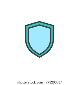 Security shield filled outline icon, line vector sign, linear colorful pictogram isolated on white. Protection shield symbol, logo illustration. Pixel perfect vector graphics