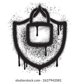 Security shield graffiti with black spray paint.vector illustration.