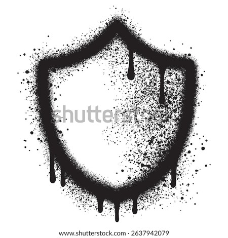 Security shield graffiti with black spray paint.vector illustration.