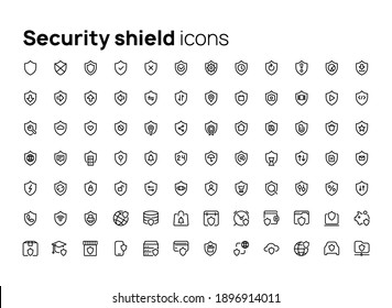 Security shield. High quality concepts of linear minimalistic flat vector icons set for web sites, interface of mobile applications and design of printed products.