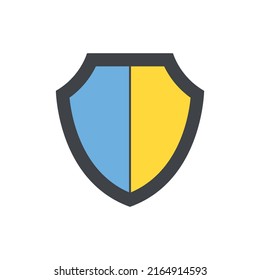 Seguridad, icono de escudo en el icono de color, aislado en el fondo blanco 