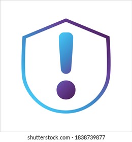 security shield icon. shield with danger symbol. Concept of security alert . gradient style outline Vector illustration, vector icon concept.