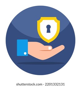Security shield icon in flat design 