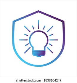 security shield icon. shield with idea symbol.  gradient style outline Vector illustration, vector icon concept.