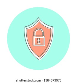 Security shield icon. Line logo style, website design element
