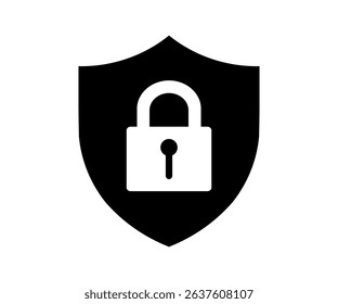 Security shield icon. Shield with lock symbol, security emblem vector design and illustration.



