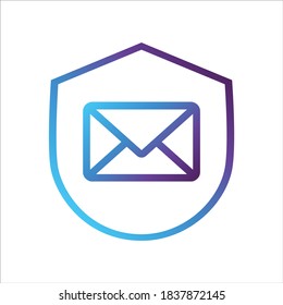 security shield icon. shield with mail symbol. Concept of message security . gradient style outline Vector illustration, vector icon concept.