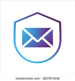security shield icon. shield with mail symbol. Concept of message security . gradient style outline Vector illustration, vector icon concept.