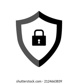Security shield icon on white background.