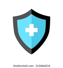 Security shield icon on white background.