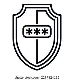 Security shield icon outline vector. Code lock. Scan encrypt