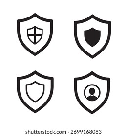 Sicherheitsschild-Symbol mit Vorhängeschloss - Schwarz-Weiß-Schutzsymbol
