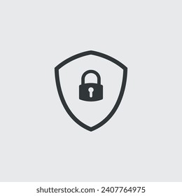 Icono de protección de seguridad con candado. signo de protección de seguridad. seguridad antivirus. Ilustración vectorial de material aislada en fondo blanco.