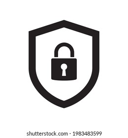 Security shield icon, Shield with padlock symbol, virus shield lock, vector illustration