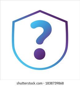 security shield icon. shield with question mark symbol. Concept of safety question. gradient style outline Vector illustration, vector icon concept.