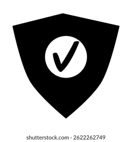 Security shield icon representing protection and safety in digital systems on white background
