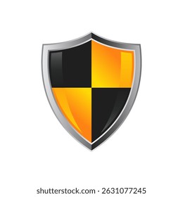 Ícone de escudo de segurança definido com aparência 3d, logotipo de escudo de segurança com marca de seleção e cadeado. Símbolo do escudo de segurança. Ilustração vetorial