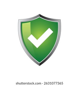Security shield icon set with 3d looks, security shield logo with check mark and padlock. Security shield symbol. Vector illustration