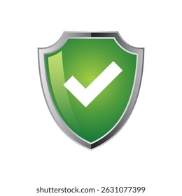 Security shield icon set with 3d looks, security shield logo with check mark and padlock. Security shield symbol. Vector illustration