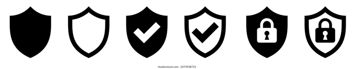 Icono del escudo de seguridad. Colección del escudo de seguridad. Ilustración vectorial.