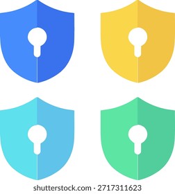Conjunto de iconos de escudo de seguridad con ojo de cerradura, protección de datos de Vector plano y símbolos de privacidad